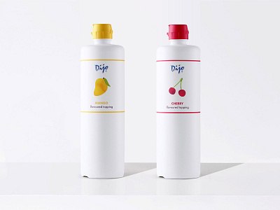 Dijo packaging concept bottle bottle label branding cherry clean design food packaging fruit illustration label mango minimal label minimal packaging packaging sauce label simple sweeet sauce