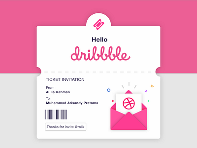 Hello Dribbble Ticket