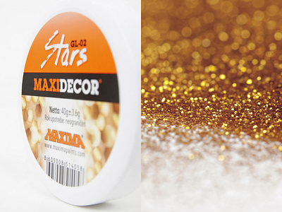 Maxidecor Stars box branding decorative design glitter graphic design label minimal orange package product sparkle wall