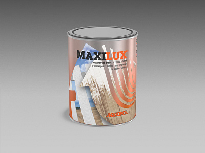 MAXILUX Wood Primer branding design graphic design label orange package package design packaging product visual identity wood