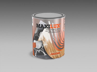 MAXILUX Enamel for Wood and Metal branding design graphic design label metal orange package packaging product visual identity wood