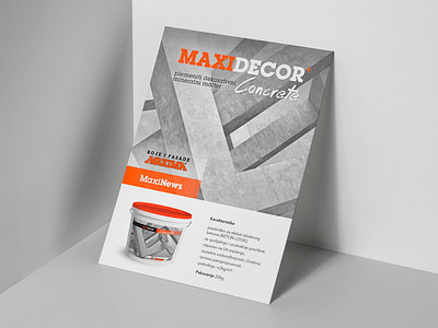MAXIMA | Maxidecor Concrete branding concrete decorative design flyer mineral minimal mortar orange package packaging product wall