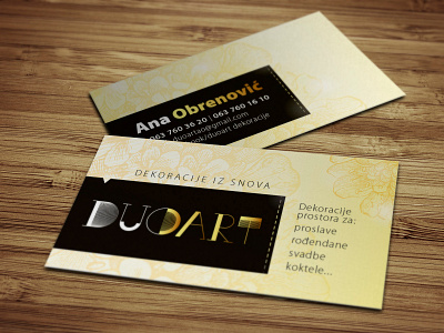 DUO ART | Business Card branding business card card decorative design flower gold graphic design illustration letter lettering logo typography vector yellow