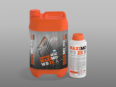 Maximo WB 2K Glossy | Polyurethane finishing lacquer for parquet branding design illustration label label design orange package parquet typography vector visual identity