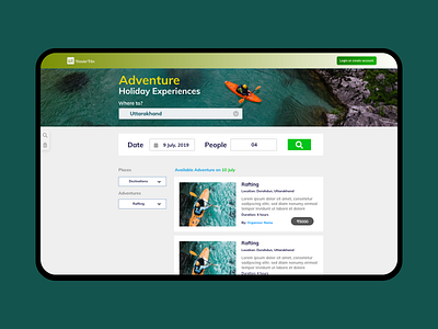 Adventure Booking & Price Checking page adobe xd ui ui ux ux visual design