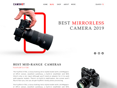 Blog web design Ui best camera design flat minimal photography ui