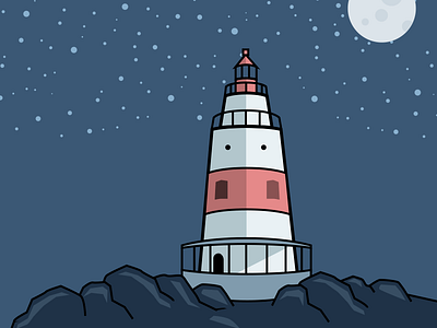 Lighthouse illustration lighthouse nautical night stars vector