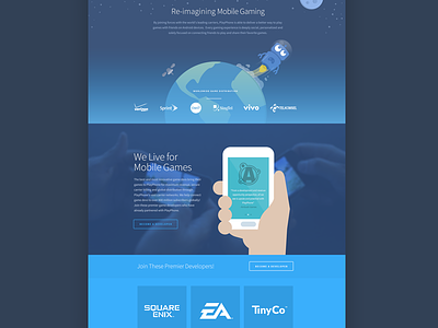 Partners Page flat gaming illustration landing page layout robot site web