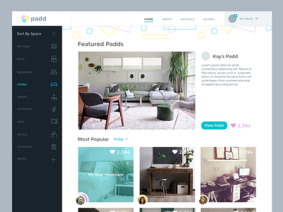 sheltr - home clean community flat homepage interior design menu simple ui web