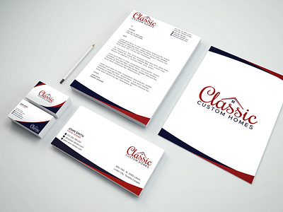 Classic Custom Home Logo Stationary business card graphic design logodesign stationery stationery design