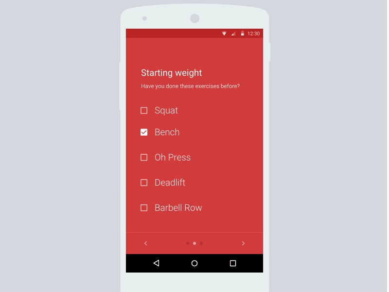 Stronglifts Android App - Onboarding Animation