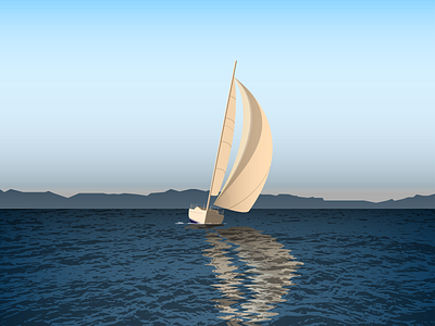 Sail boat illustration vector