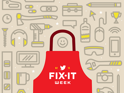 Fix-It Week apron fix hardware illustration pattern poster smile tech tools twitter week