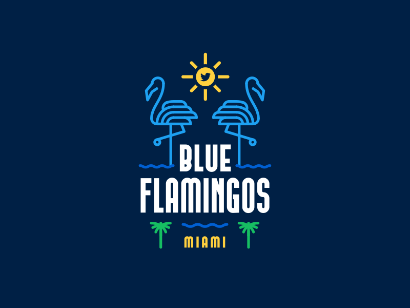 Twitter Miami typography art deco neon palm tree flamingos miami twitter