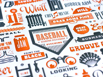 Pitching Slang baseball gray illustration orange pitching slang typography