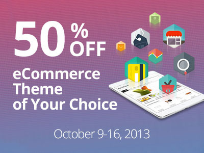 50% OFF eCommerce Promo Banner discount ecommerce themes promo templatemonster