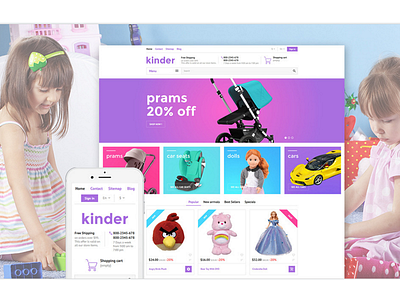 30% OFF for Kinder PrestaShop Theme #58384 clothes ecommerce kids online store prestashop theme