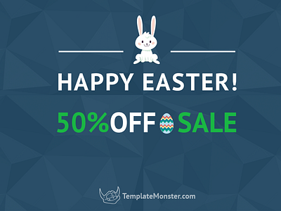 Easter Sale - 50% for Premium Themes cars discount ecommerce fashion food landing pages magento opencart prestashop website themes wordpress