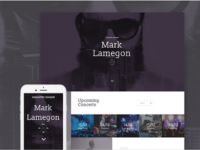 Singer Responsive Landing Page Template #58249 landing page personal page portfolio singers website template