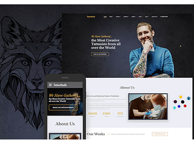 Tattoo Salon Responsive Website Template #59091 html template responsive theme tatoo salon