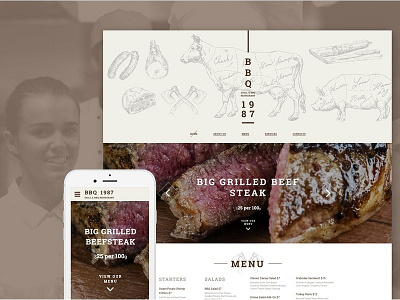 BBQ Restaurant Responsive Website Template bbq restaurant cooking food restaurant