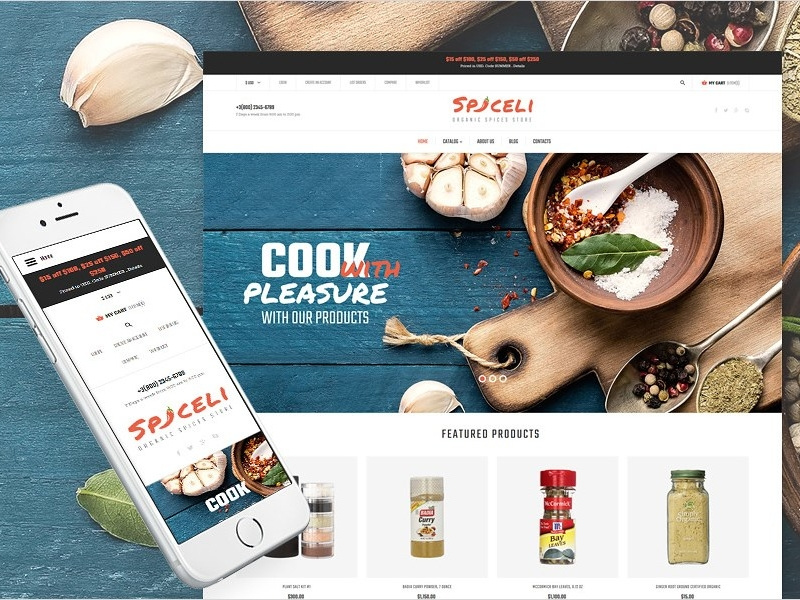 Spice Shop Responsive VirtueMart Template with 50% Discount responsive design spice shop restaurant food virtuemart ecommerce