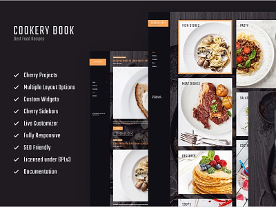 Cookery book - receipts and cooking WordPress Theme cooking template food restaurant wordpress