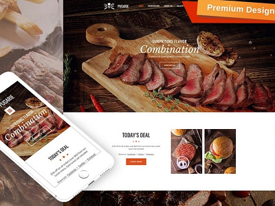 BBQ Restaurant Premium Moto CMS 3 Template bbq restaurant food motocms responsive design restaurant
