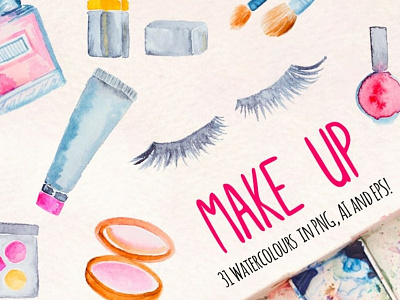 31 Make up and Cosmetics Watercolor Kit Illustration design illustrations kit watercolor