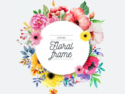 Watercolor Spring Floral Frame