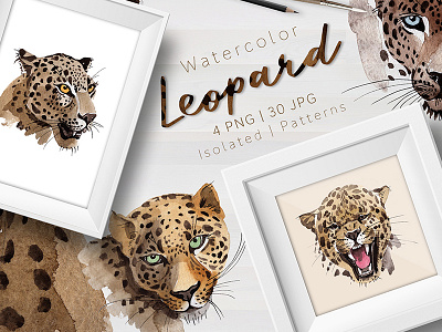 Leopard PNG Watercolor Set Illustration design illustrations leopard png watercolor