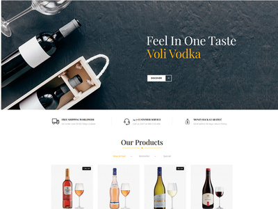 Wine Shine Store OpenCart Template design opencart template theme webdesign website wine store