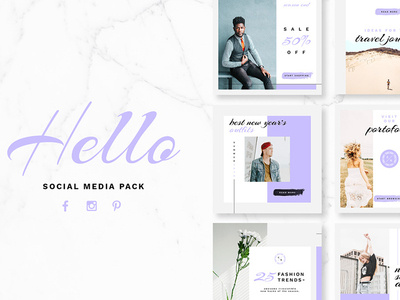 Hello Pack Social Media design facebook instagram pinterest smm socialmedia webdesign