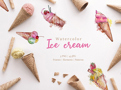 Ice - Cream Watercolor Png Illustration