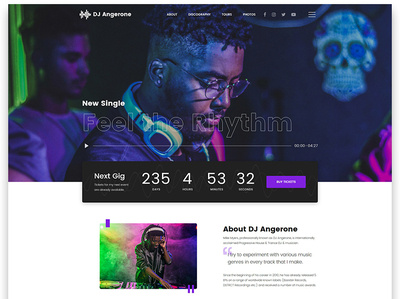 DJ Angerone - Music Multipage Modern HTML Website Template dj html multipage music music template website