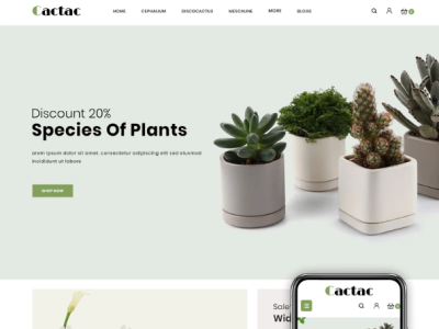 Cactac - Plant Shop OpenCart Template $67 webdesign website web development opencart template opencart plant template plant shop