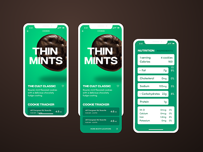 Girl Scout Cookies | Thin Mints | Nutrition Facts cookies ecommerce food food app girl scout cookies mobile nutrition nutrition facts thin mints