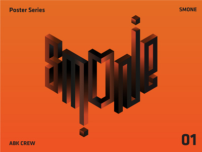 Smone Typography artist design gradient isometric kufi kufic lettering logo logotype orange poster poster art type typeface typography vector