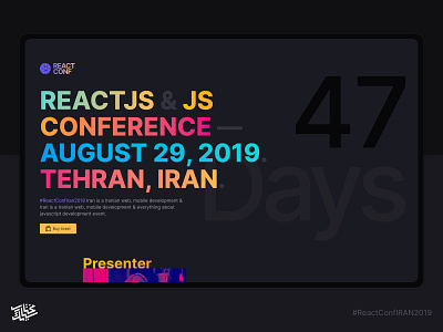 React Conf Iran 2019 clean colorful conference countdown timer dark design landing page minimal persian react reactconf typogaphy ui webdesign