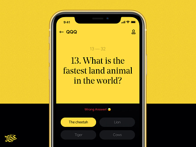 QQQ — Quiz app card clean colorful dark design minimal mobile mobile design presentation question quiz typogaphy ui uidesign ux yellow