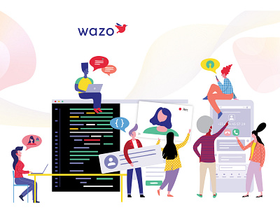 Wazo.io landing page design illustration ui vector web wireframe