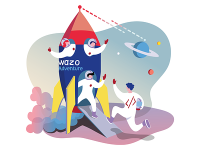 Join the team app astronaut design graphic design illustration mobile rocket ui vector