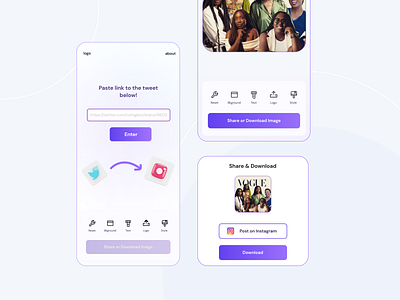 A tweet to photo Converter 3d design mobi mobile ui