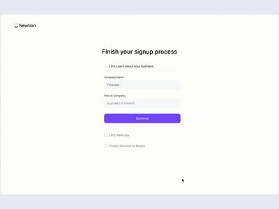 Newtion - Signup process dashboard design ui ux website