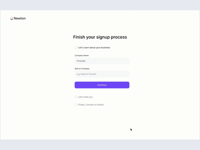 Newtion - Signup process dashboard design ui ux website