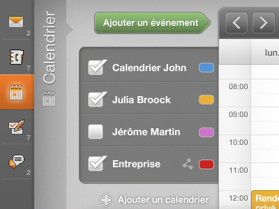 Ipad Calendar arrows buttons calendar checkbox gray icons ipad light orange touch screen