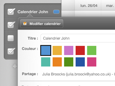 Ipad Calendar 2 buttons calendar checkbox colors ipad orange popup