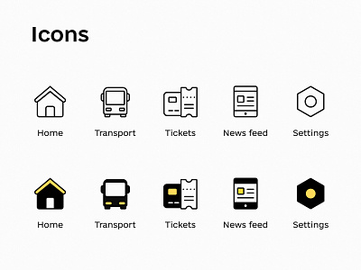 Icon set for transport mobile application