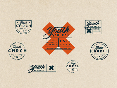 Youth Church Badges badgedesign branding distressed logo typography