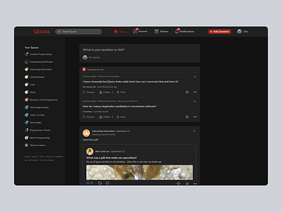 Quora Dark Mode by Eric McWinNEr on Dribbble